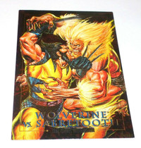 1992Skybox Marvel Masterpieces Battle Wolverine vs Sabretooth 3D