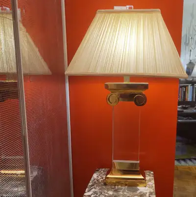 Vintage brass & lucite table lamp, View more