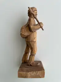 Quebec Folk Carved Wooden Figurine (V. Fortin)