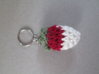 crocheted strawberry keychain