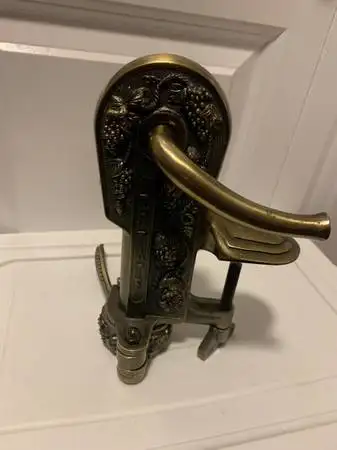 Vintage Roger Estates Wine Bottle Opener Vice Bar Mount Brass, View more