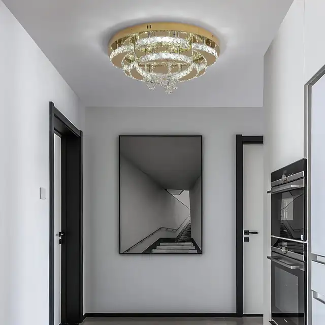 Modern Flush Mount Chandelier - 50CM Crystal Ceiling Light with in Indoor Lighting & Fans in Mississauga / Peel Region - Image 3