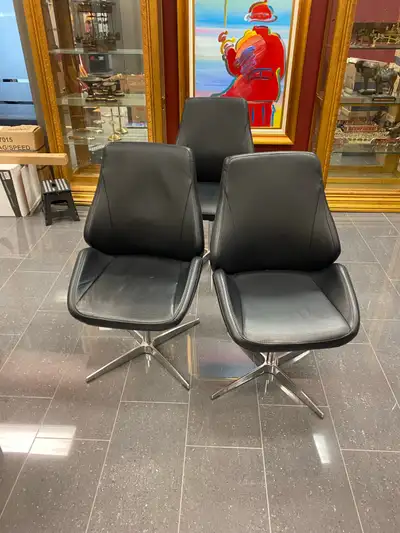 Leather swivel chair x3, View more