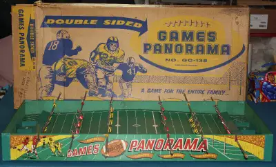 TABLE TOP,DOUBLE SIDED GAMES BOARD,36 X 18 INCHS X 4 INCHS HIGH,FOOTBALL,CURLING,SHUTTLEBOARD, POOL,...