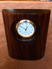 Polished solid rosewood desk clock in excellent condition