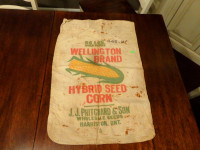 Awesome Vintage Wellington Brand Hybrid Seed Corn Bushel Bag Sac