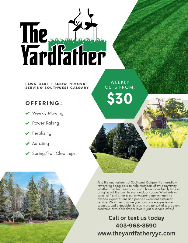 Yardfather Lawn Care Weekly Mowing Aerating Raking Southwest in Lawn, Tree Maintenance & Eavestrough in Calgary