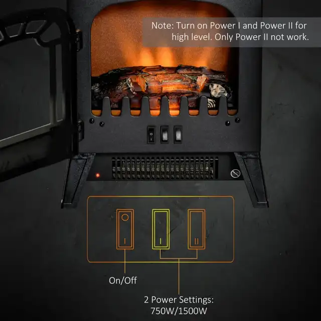 Black 14" Freestanding Electric Fireplace Stove Heater in Heaters, Humidifiers & Dehumidifiers in Markham / York Region - Image 5