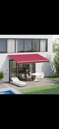 10' x 8' Manual Retractable Awning, Sun Shade Shelter Canopy