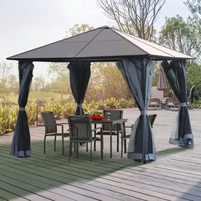 9.8' x 9.8' Garden Aluminium Gazebo Hardtop Roof Canopy, View more