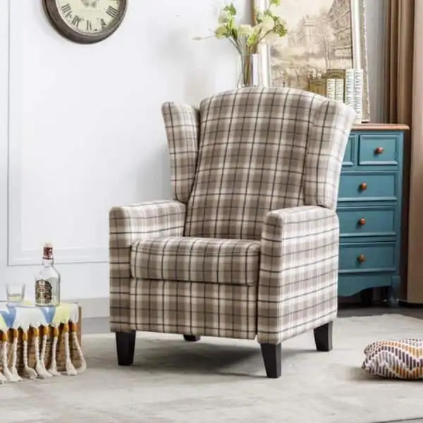29.92 in. W Brown plaid Polyester Push Back Recliner chair  in Chairs & Recliners in Markham / York Region - Image 6