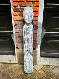 Outdoor Sculpture - Minimalist Carved Wooden Angel Art piece