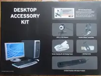 Computer accessories set: webcam,headset, power bar, flash drive