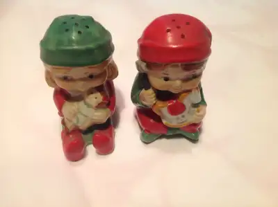 Vintage Avon 1984 Christmas boy girl salt and pepper shakers, View more