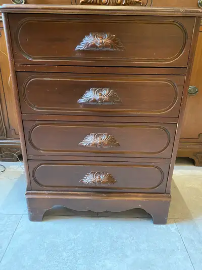 Vintage Wood 4 Drawer Small Dresser, View more
