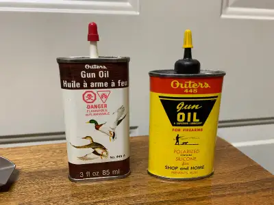 Two Vintage Handy Gun Oil Oilers, Tin, for $140, View more