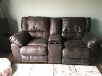 Recliner love seat with storage counsel 