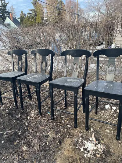 Free solid wood counter height chairs. Pick up only. First come first serve. Behind 1039 Jessie Aven...