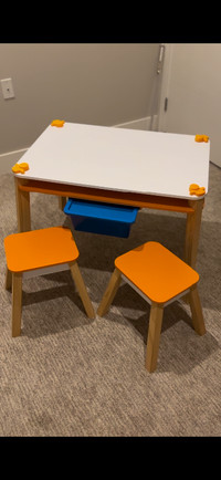 Kids table with storage and 2 stools