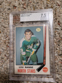 Graded 1969-70 Lou Nanne hockey card 