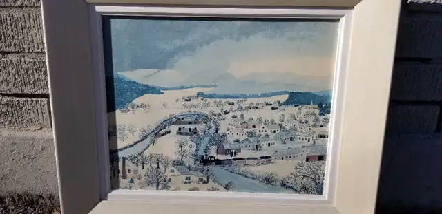 Framed print Hoosick Falls in Winter Grandma Moses NY folk art in Arts & Collectibles in Ottawa - Image 4