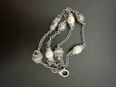 Judith Ripka silver and pearl necklace, View more