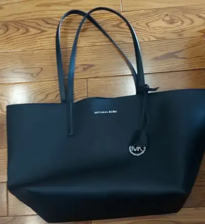 Michael Kors Large Black Leather Tote Bag With Pouch, View more