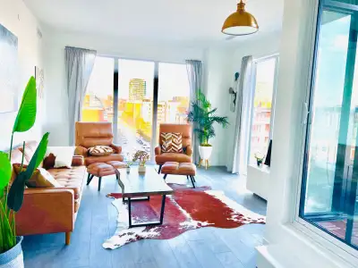 Down town liberty village new condo master bedroom and den $849
