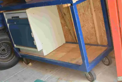 Heavy Duty Work Bench with Vice, under storage cabinet, and top, View more