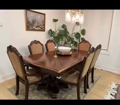 Solid Wood Extendable Dining Table + 6 Chairs , View more
