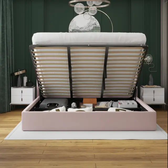 Pink color bed frames | Storage bed | Queen size bed kings beds in Beds & Mattresses in Burnaby/New Westminster - Image 11