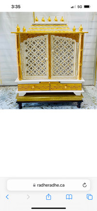 Brand New White & Gold Temple Mandir With Doors 30X15X36”