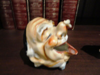 Vintage Hand Painted Porcelain Hobo Head Clown Ashtray Figurine