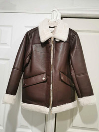 JOIE BUTTERY SOFT FAUX LEATHER FAUX FUR LINED MOTO JACKET