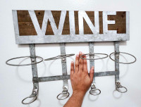 Wine Bottle Holder-Vintage Rack Wood Sign- Four Wall Mounted