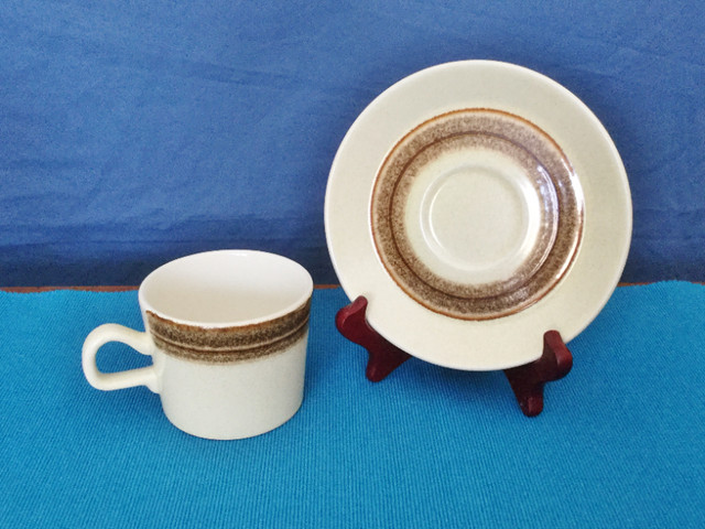RARE MCM Crown Lynn Earthstone Cup Saucer Salt & Pepper set $20 in Kitchen & Dining Wares in Dartmouth - Image 2