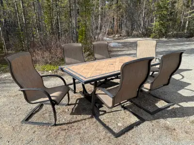 Outdoor dining table & chairs, seats 6, View more