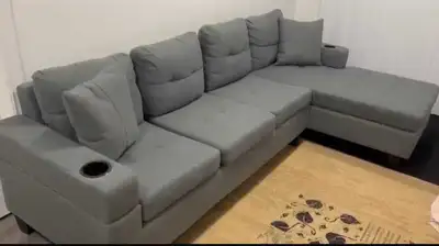 Divan / sofa 4 places avec pour gris, View more