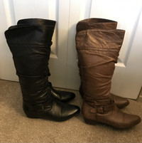 2 pair tall leather boots 8.5