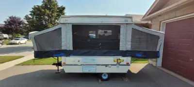 8 ft Dutchman 802 tent trailer, sleeps 6. Lights work, almost new tires, signal lights work, has pap...
