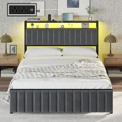 Clearance Sale: Gray velvet upholstered metal bunk bed frame, View more