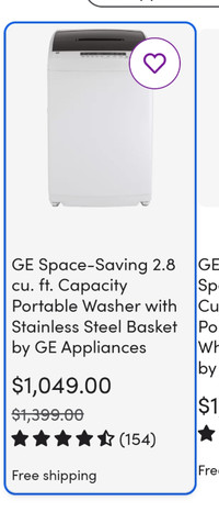 GE Portable Washer 2.8cu.ft