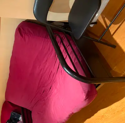 Futon with black metal frame, View more