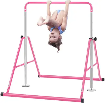 BangTong&Li Gymnastics Bar for Kids - Height Adjustable - Pink, View more