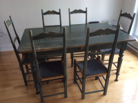 Set de table vintage antique d’époque 6 chaises