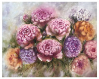 Original Abstract Painting, Oil, Peonies