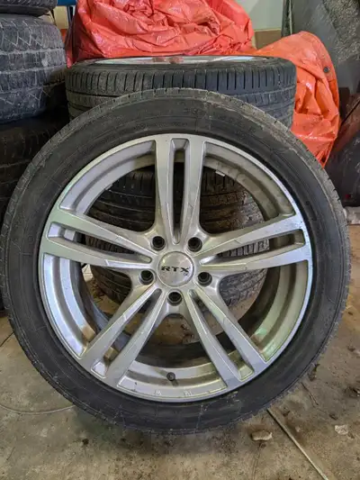 Like new RTX rims and summer tires 245/45zR18. All purchased new in may 2024. Off acura tl 5x120 TPM...