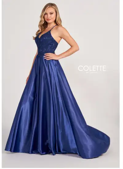 Navy blue grad dress, View more