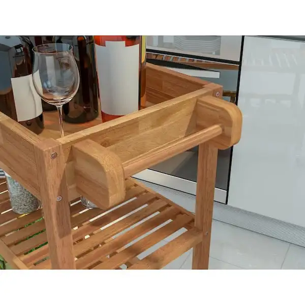 3 Tier Large Solid Acacia Kitchen Cart, Golden Teak in Hutches & Display Cabinets in City of Toronto - Image 3