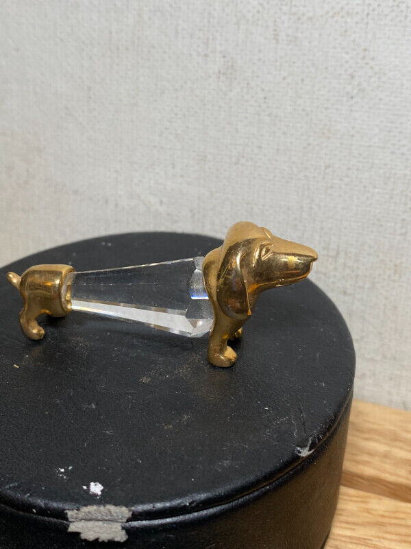 Swarovski Crystal Gold Trimlite Strass Giftware Suite Dachshund in Arts & Collectibles in Vancouver - Image 3
